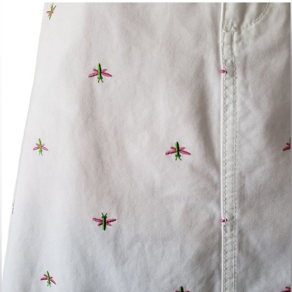 EUC Rare White label Lilly Pulitzer Vintage dragonfly skirt, white w/pink&green - Picture 2 of 11
